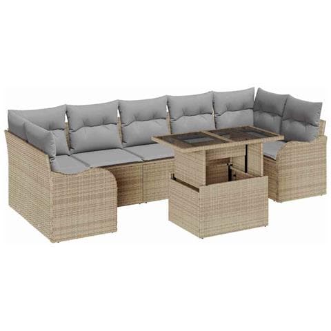 Set Divano da Giardino 8 pcs Beige 100 x 55 x 73 cm Poly Rattan - Foto 1