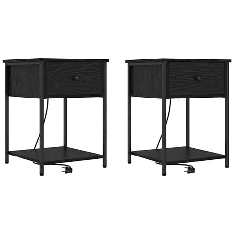 Armadio da Notte con cassetto 2 pcs Rovere nero 42 x 41 x 56 cm - Foto 1