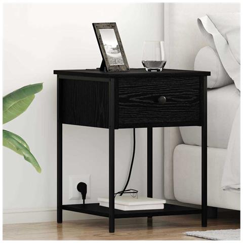 Armadio da Notte con cassetto 2 pcs Rovere nero 42 x 41 x 56 cm - Foto 2