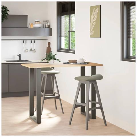 Gambe per tavolo da bar a forma di U 2 pz Antracite 60x(100-101) cm Acciaio - Foto 2