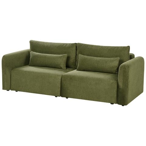 Divano Letto 3 Posti Vaxholm Tessuto Verde Con Contenitore - Foto 6