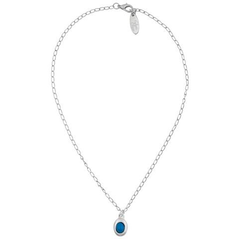 Catena Pendente In Resina Blu Turchese, Placcata Argento - Foto 1