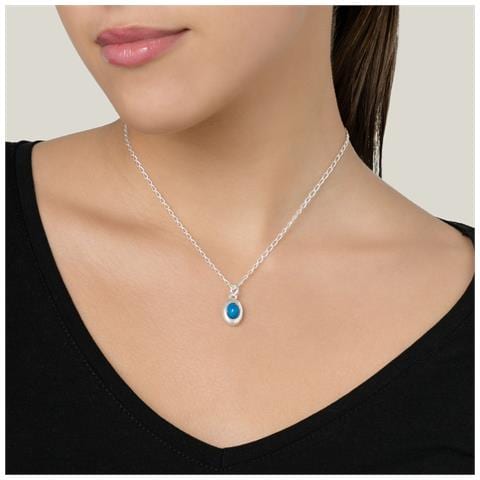 Catena Pendente In Resina Blu Turchese, Placcata Argento - Foto 4
