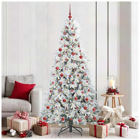 Albero di Natale Artificiale con Rami Pieghevoli Bianco 210 cm - Foto 2