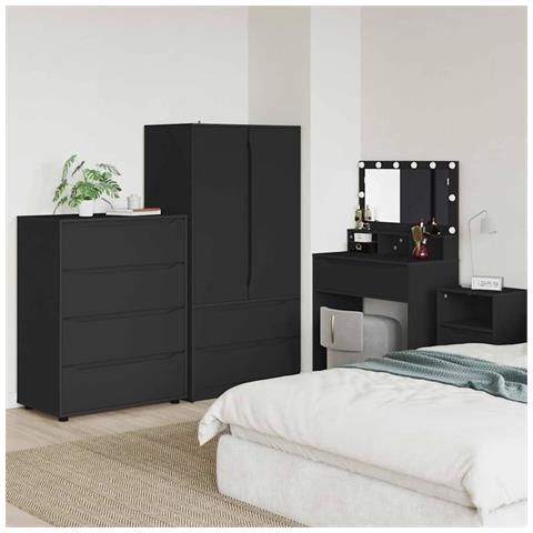 Armadi di Stoccaggio 2 pcs Nero 80 x 48 x 105 cm - Foto 2