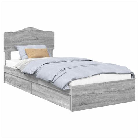 Letto con Contenitore con testiera Grigio Sonoma 90 x 190 cm - Foto 1
