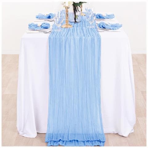Runner Da Tavolo In Poliestere Con Tessuto Arricciato - 90cm X 300cm - Decorazione Per Feste E Matrimoni Blue - Foto 2