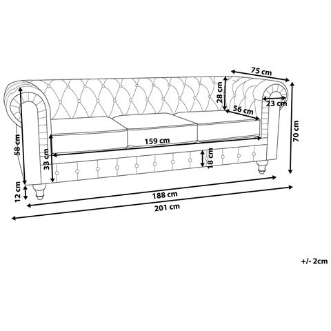 Divano 3 Posti Chesterfield Velluto Marrone Dorato - Foto 7