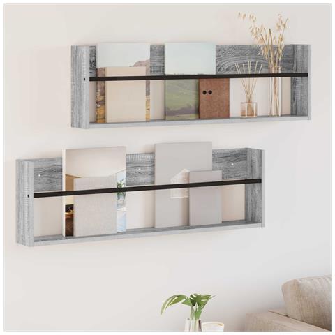 Scaffale per riviste 2 pcs Grigio Sonoma 100 x 12 x 30 cm - Foto 2