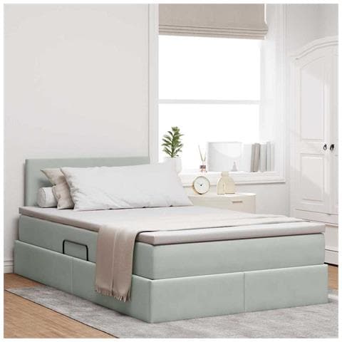 Letto con Contenitore Grigio chiaro 120 x 190 cm Velluto - Foto 2