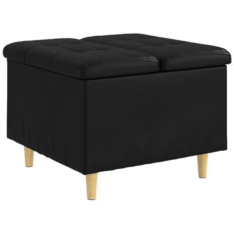 Pouf contenitore Nero 60 x 60 x 45 cm Pelle sintetica - Foto 1