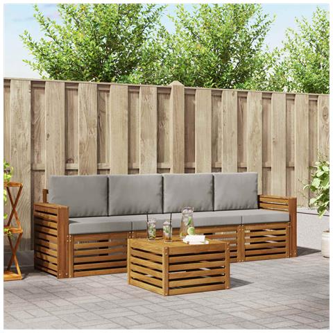 Set divani con cuscino 5 pcs Grigio Naturale e Chiaro - Foto 2