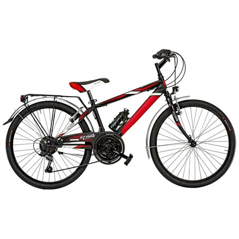 Bici Misura 24 Da Ragazzo Mountain Bike Sr24c Mtb Stark Cambio 18v Completa Di Accessori E Luci A Led - 34 Nero Rosso Bianco Opaco - Foto 1