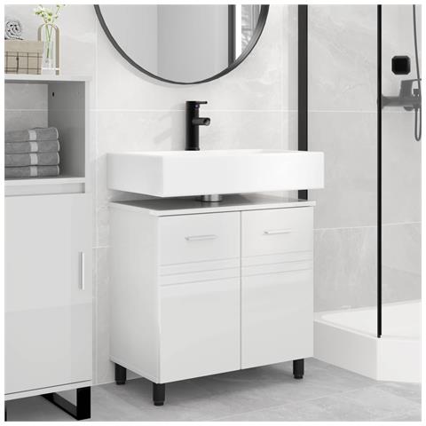 Mobiletto da bagno Bianco Lucido 60 x 35 x 60 cm - Foto 2