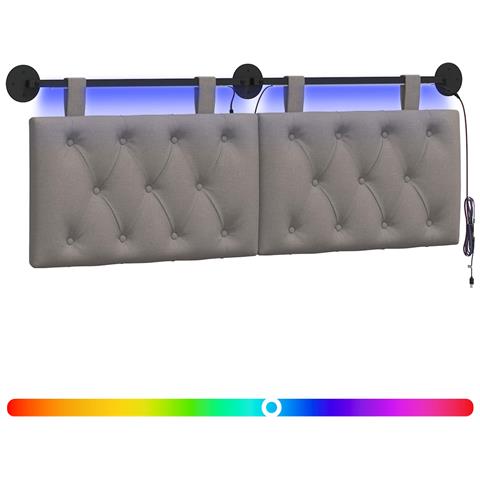 Testiera sospesa Con luce LED Tortora Tessuto - Foto 1
