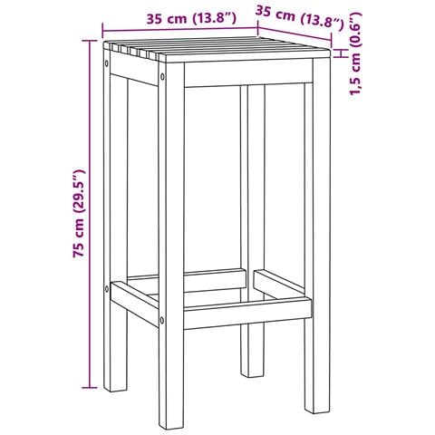 Sgabello da bar 2 pcs Naturale 35 x 35 x 75 cm - Foto 9