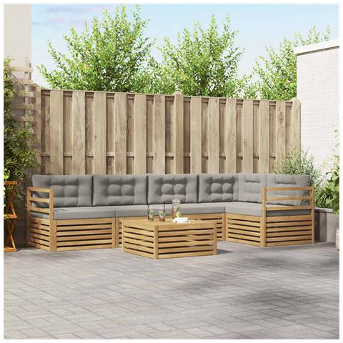 Set di divani da esterno 6 pcs Bianco e Grigio Chiaro - Foto 2