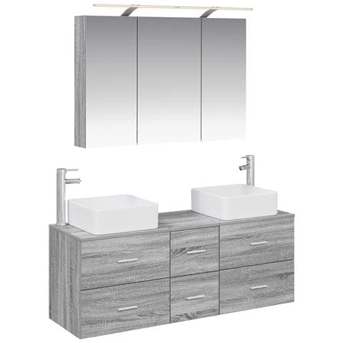 Set di mobili per il bagno 4 pcs Sonoma grigio - Foto 1
