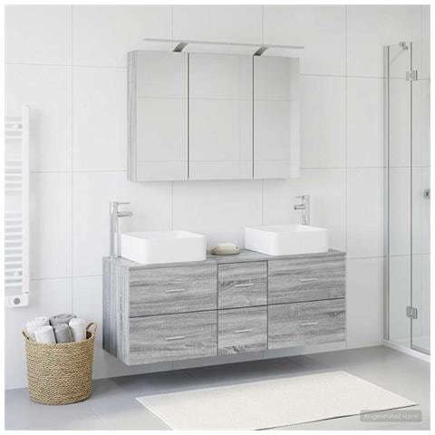 Set di mobili per il bagno 4 pcs Sonoma grigio - Foto 2