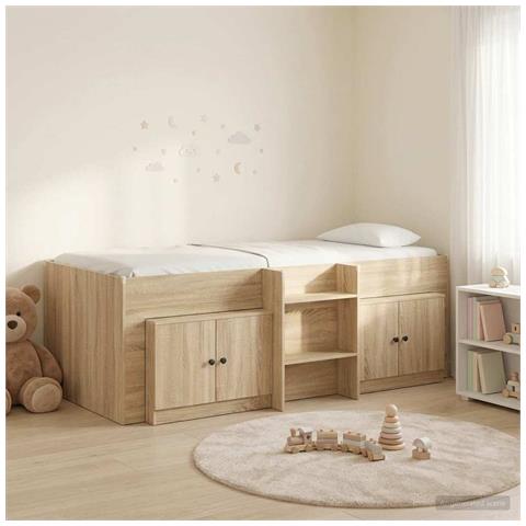 Struttura Letto Loft con Mobile con porta 3 pz Rovere Sonoma - Foto 2
