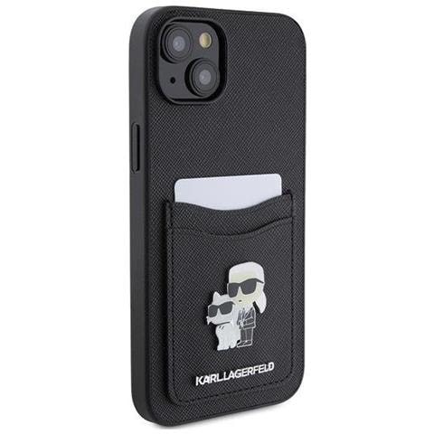 Karl Lagerfeld Saffiano Cardslot Karl&choupette Metal Pin Custodia Per Iphone 15 - Nera - Foto 1