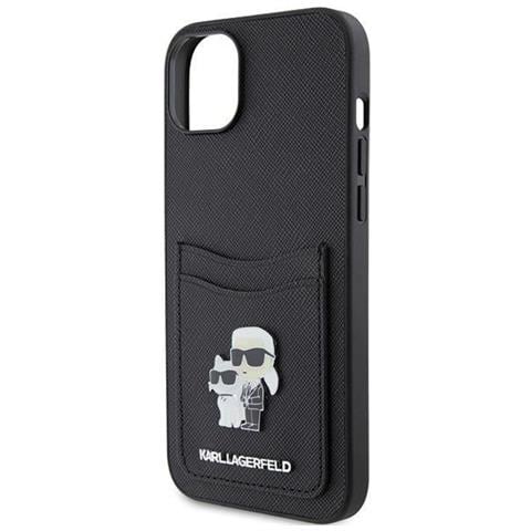 Karl Lagerfeld Saffiano Cardslot Karl&choupette Metal Pin Custodia Per Iphone 15 - Nera - Foto 2