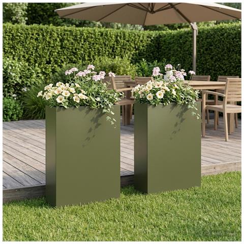 Vaso da giardino 2 pz Verde Oliva 50 x 20 x 75 cm - Foto 2