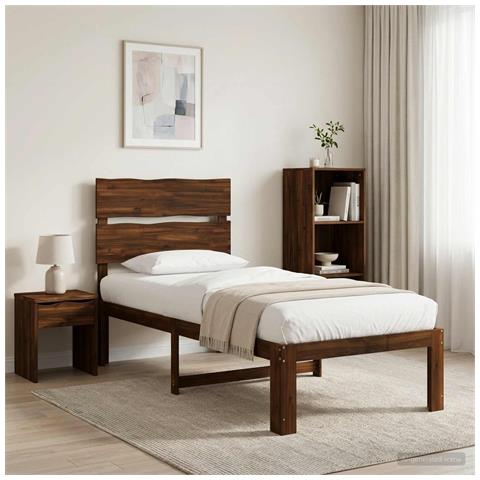 Letto Singolo con Testiera ROSTOCK Marrone Scuro 100 x 200 cm - Foto 2