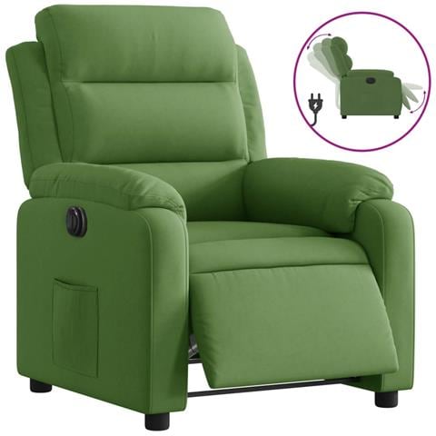 Poltrona Reclinabile Elettrica Verde Chiaro in Velluto - Foto 1