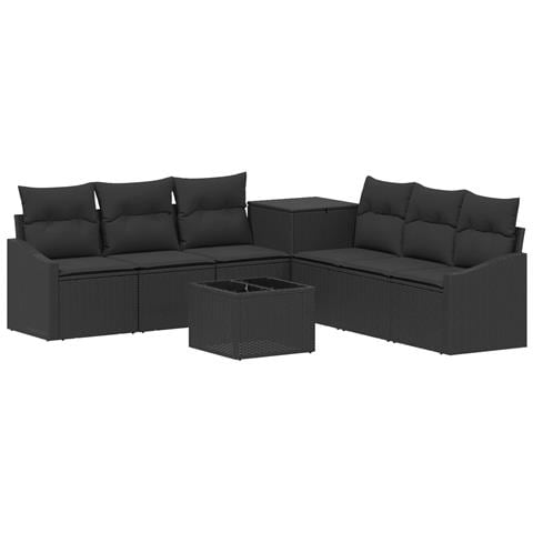 Set di divani 8 pz Nero Rattan sintetico e Acciaio - Foto 1