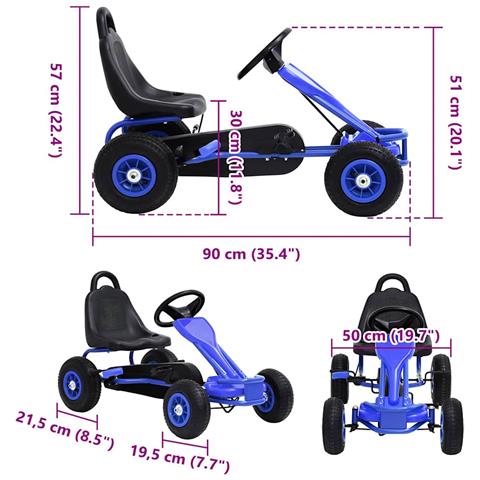 Go Kart A Pedali Con Pneumatici Blu - Foto 8
