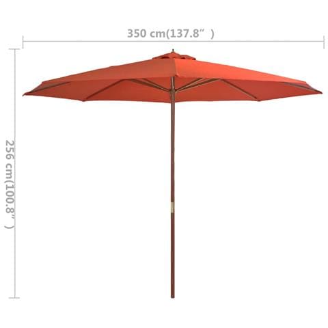 Ombrellone da Esterni con Palo in Legno 350 cm Terracotta - Foto 2
