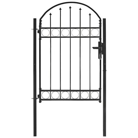 Cancello Per Recinzione Ad Arco In Acciaio 100x150 Cm Nero - Foto 1
