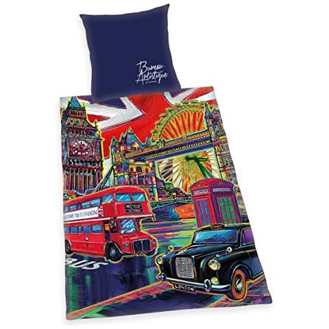 Bureau Artistique Set Di Biancheria Da Letto, Cotton, Multicolore, 155 X 200 Cm, 80 X 80 Cm - Foto 1