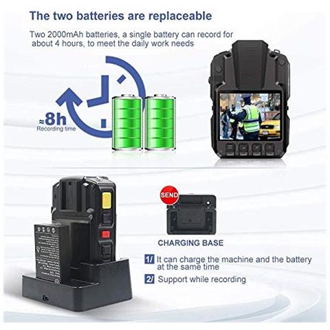 Videoregistratore Indossabile 1296p, 32 Milioni Di Pixel, 2 Batterie, Visione Notturna A Infrarossi, Uso Multi-scena, Videocamera Impermeabile Ad Alta Definizione, Registrazione In Loop, 32gb - Foto 2