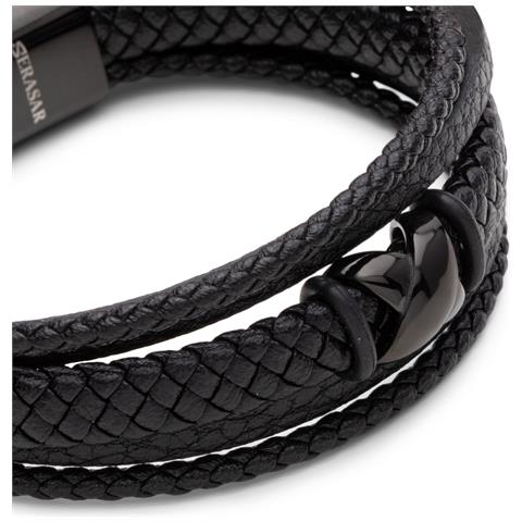 Bracciale in Pelle da Uomo, ""Flake"", 23cm, Nero - Foto 2