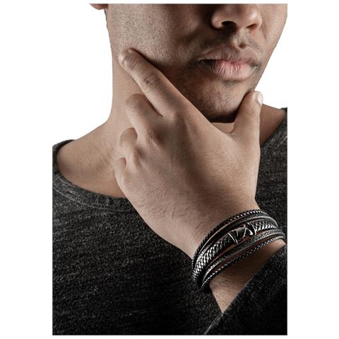 Bracciale in Pelle da Uomo, ""Flake"", 23cm, Nero - Foto 16