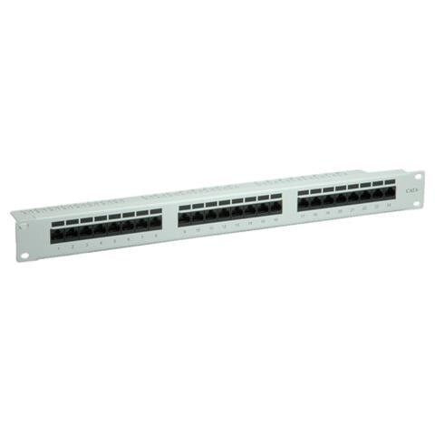 Cat. 6 / Class E 19" Patch Panel, 24 Ports, UTP light grey, Grigio - Foto 1