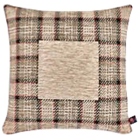 Federa Cuscino Arredo Casa Fodera Tessuto Cinigliato Floreale Tartan 50x50 Tortora - Foto 1
