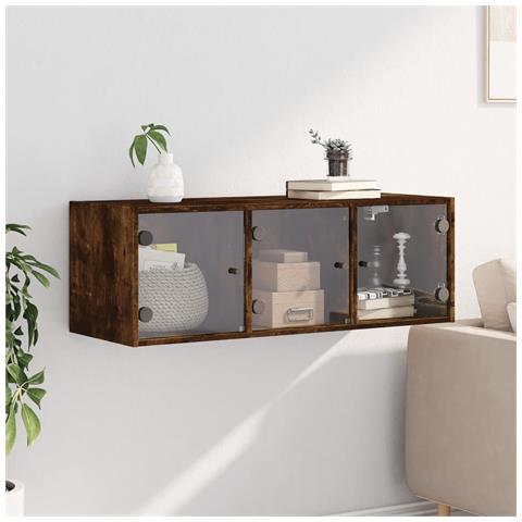 Mobile A Muro Con Ante In Vetro Rovere Fumo 102x37x35 Cm - Foto 3