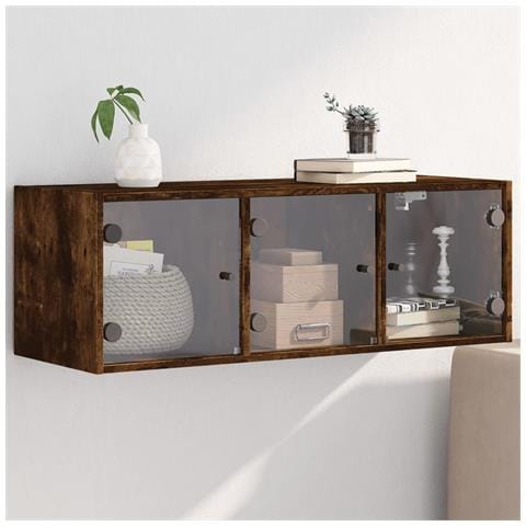Mobile A Muro Con Ante In Vetro Rovere Fumo 102x37x35 Cm - Foto 1