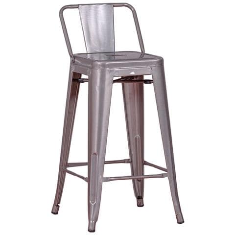 Sgabello Industriale In Metallo Con Schienale Basso (66 Cm) - Bistro - Foto 1