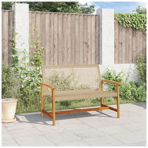 Panca da Giardino Beige 112 cm in Polyrattan e Legno di Acacia - Foto 3