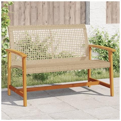 Panca da Giardino Beige 112 cm in Polyrattan e Legno di Acacia - Foto 1