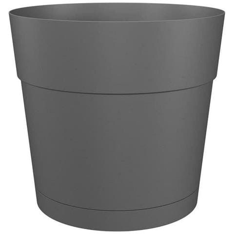 Pentola Di Fiori E Piante Di Plastica Rotonda - Serbatoio Dell'acqua - Ø 35 Cm - Antracite - Foto 1