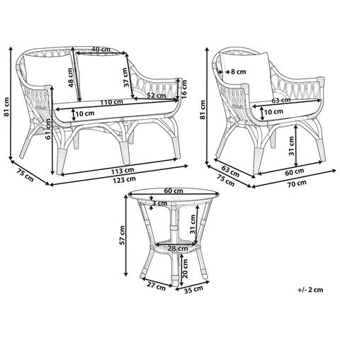 Set Da Giardino Con Tavolo 4 Posti Sibari Rattan Naturale - Foto 4