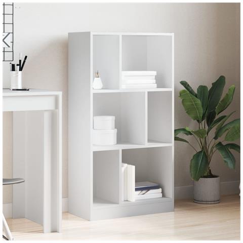 Libreria Bianca 57x28,5x107,5 Cm In Legno Multistrato - Foto 3