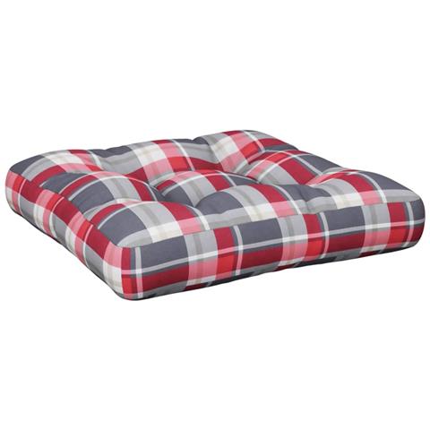 Cuscino Per Pallet A Quadri Rossi 50x50x12 Cm In Tessuto - Foto 2