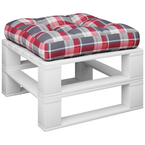 Cuscino Per Pallet A Quadri Rossi 50x50x12 Cm In Tessuto - Foto 3