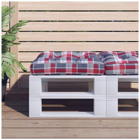 Cuscino Per Pallet A Quadri Rossi 50x50x12 Cm In Tessuto - Foto 1